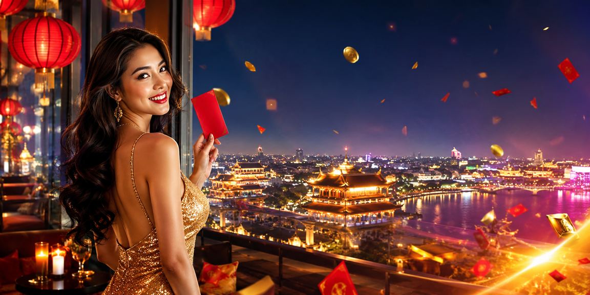Phong bì đỏ và đèn lồng trang trí trong không khí nhận thưởng dịp lễ tại Huế