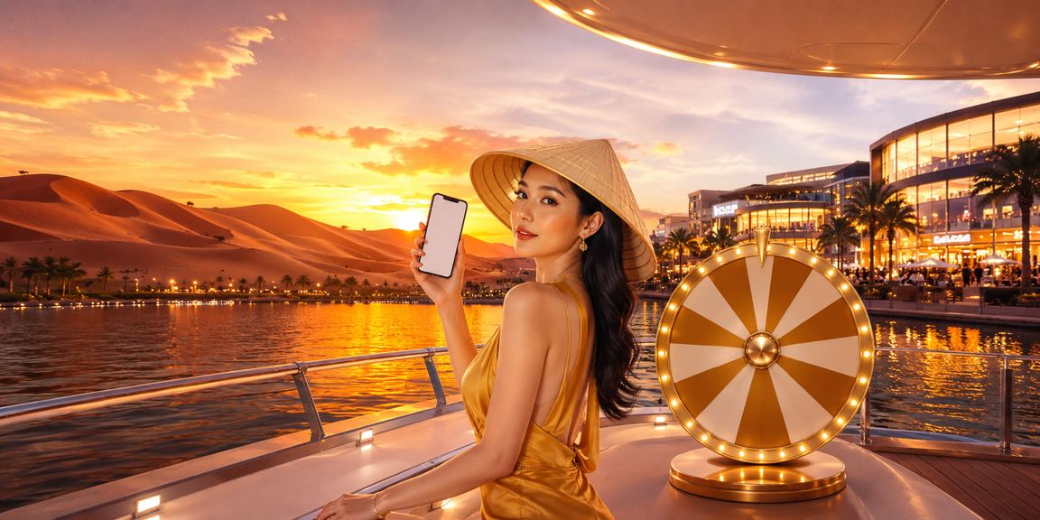 Người dùng Mũi Né tham gia chương trình rút thăm may mắn với nón lá truyền thống